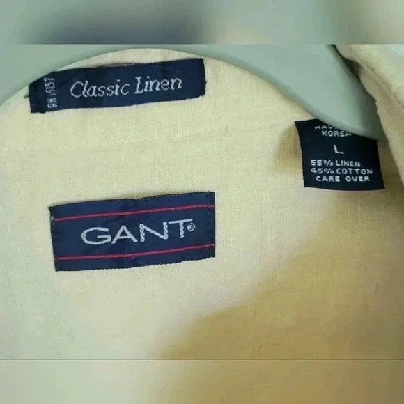 GANT Linen Blend Classic Button Down Mens Shirt With Pocket MENS Size Large - Picture 3 of 7